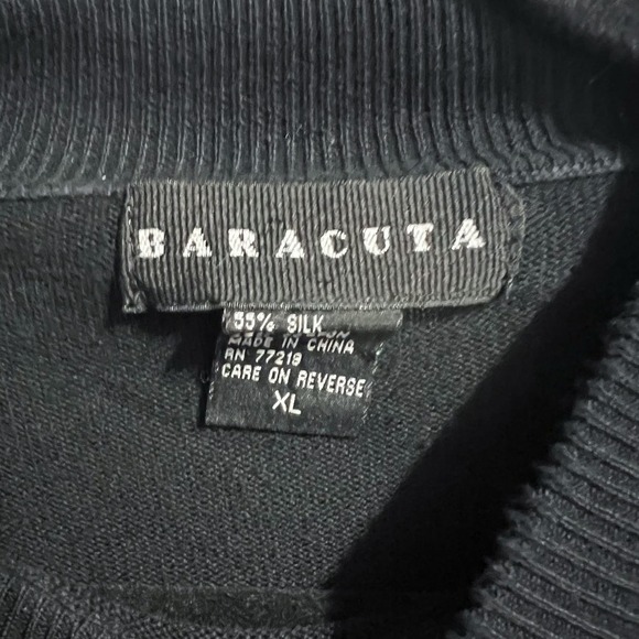 BARACUTA Silk Cotton Mock Neck Knit Pullover Sweater Lightweight Mens XL Black - Picture 2 of 4